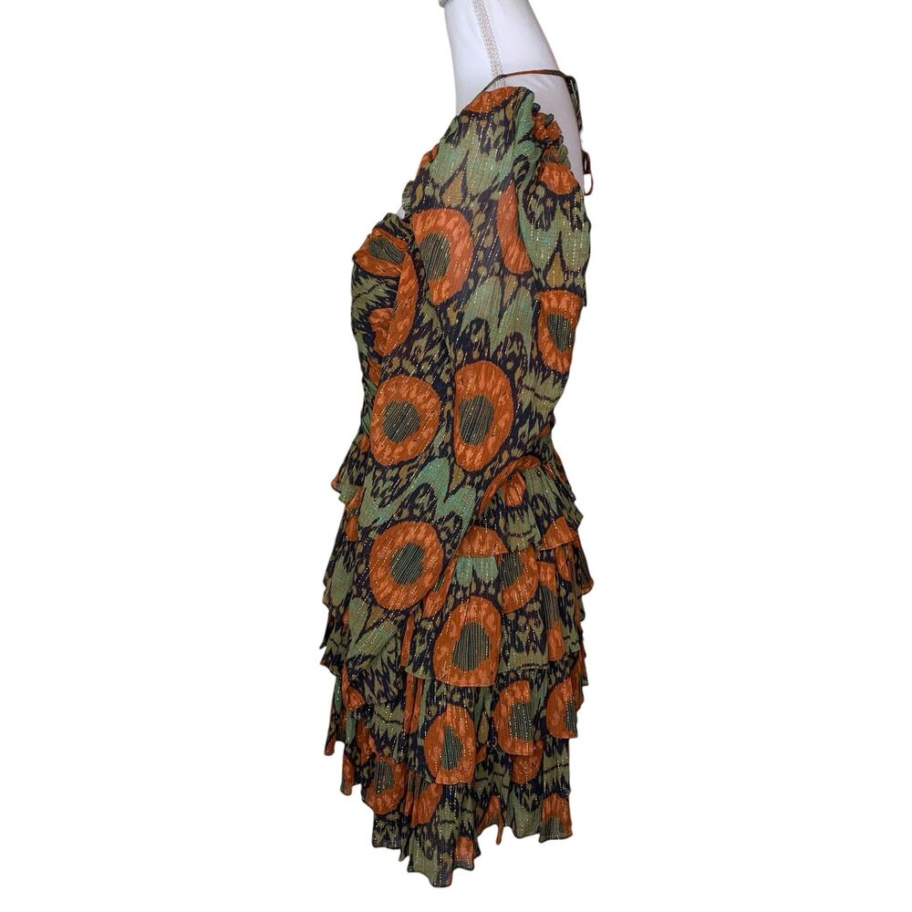 Ulla Johnson Naiya Dress Nocturne Ikat Metallic Stripe Ruffle Mini Size 6 - Picture 3 of 7